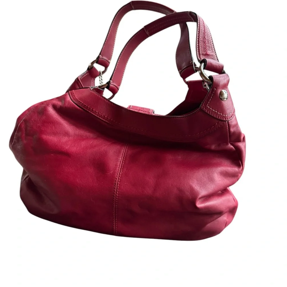 Y2K‎ Coach F15075 Medium Red Leather Hobo Shoulder Bag